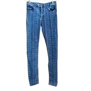 Sandro Star Stripes Skinny Jeans Blue Size 38 but‎ measures as a US 28